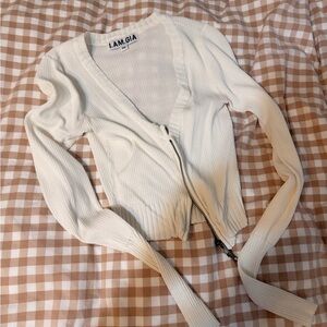 I.AM.GIA white crop long sleeved zip up
